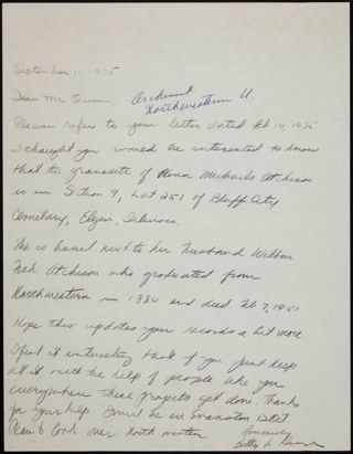 Betty L. Heinze to Mr. Quinn Letter, September 11, 1975