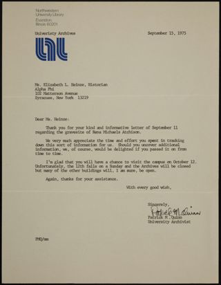 Patrick M. Quinn to Ms. Heinze Letter, September 15, 1975