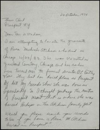 Elizabeth L. Heinze to Sir or Madam Letter, October 26, 1974