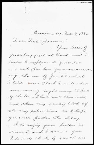 Lila F. Keeley to Sister Jennie Letter, February 9, 1880