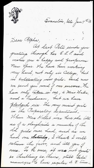 Jennie M. Foote to Alpha Letter, January 14, 1883