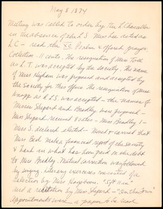 Alpha Chapter Meeting Minutes, May 8, 1874