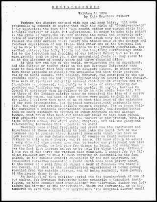 Reminiscences Essay Transcription, 1892