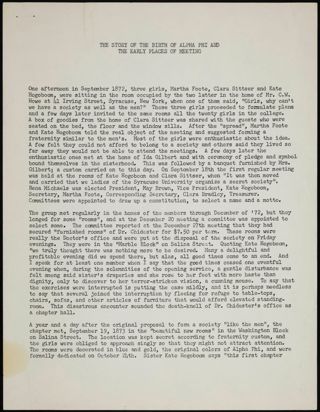 The Story of the Birth of Alpha Phi and the Early Places of Meeting