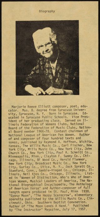 Marjorie Reeve Elliott Information Sheet