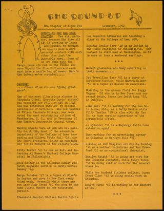 Rho Round-Up, November 1952