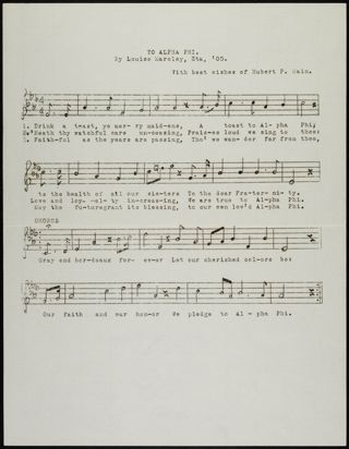 To Alpha Phi Sheet Music, c. 1900s