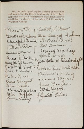 A Petition to Alpha Phi From Beta Society at Washburn College, Page 5