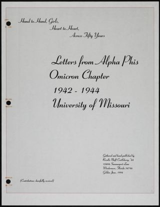 Letters From Alpha Phi's Omicron Chapter Scrapbook, Page 1