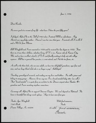 Letters From Alpha Phi's Omicron Chapter Scrapbook, Page 5