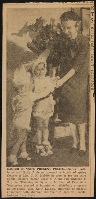 Easter Bunnies Present Posies Newspaper Clipping