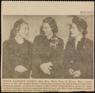 Zonta Earhart Dinner Newspaper Clipping, c. 1951