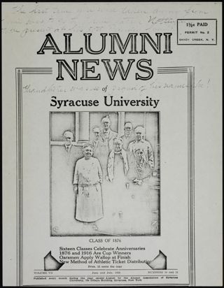 Alumni News of Syracuse University: Class of 1876 Newsletter Clipping, June-July 1926