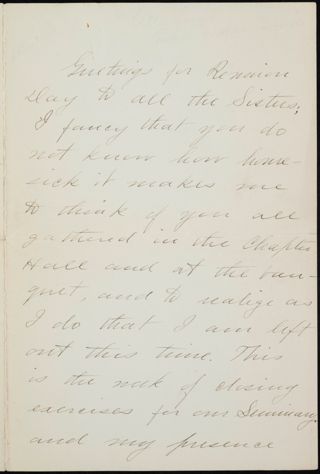 Rose E. Pindar Brower to All the Sisters Letter