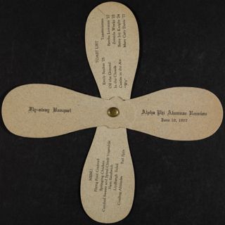 Alpha Phi Alumnae Reunion Fly-Away Banquet Program, June 10, 1927