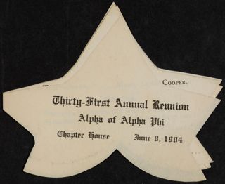 Thirty-First Annual Reunion of Alpha of Alpha Phi Program, June 8, 1904