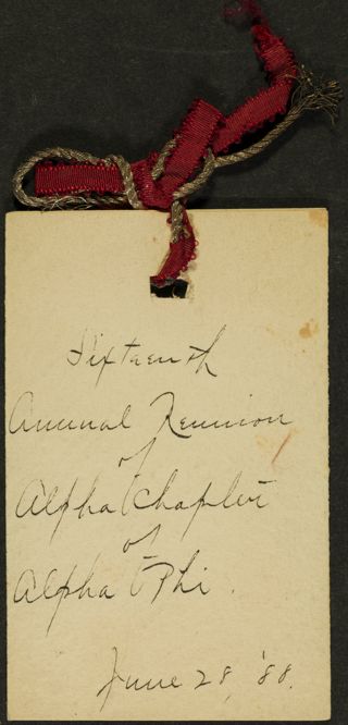 Sixteenth Annual Reunion: Alpha Chapter of Alpha Phi Program, June 28, 1888