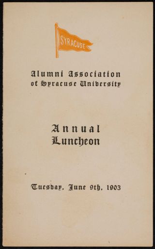 Alumni Association of Syracuse University Annual Luncheon Program, June 9, 1903