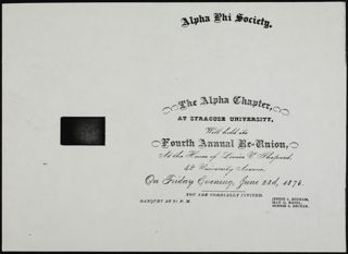 Alpha Chapter Fourth Annual Reunion Photocopied Invitation, June 23, 1876