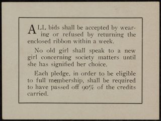 Feronian Literary Society Bid Card, c. 1920s