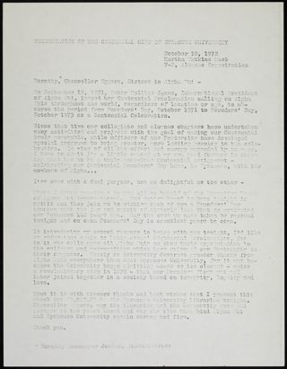 Presentation of the Centennial Gift to Syracuse University, October 10, 1972