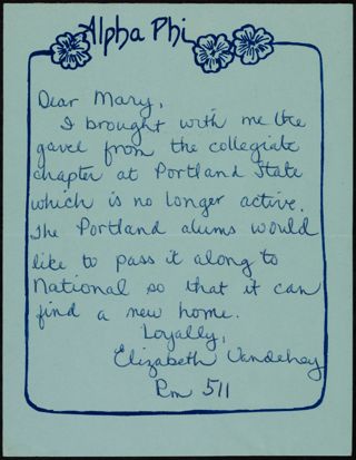 Elizabeth Vandehey to Mary Note, c. 1973