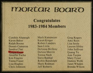 Mortar Board Congratulates 1983-1984 Members Newspaper Clipping, March 21, 1983
