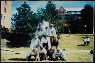 London, Perez, Aratari, Eupizi and Maybury in Human Triangle Photograph, c. 1990s