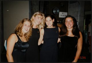 Abts, King, Stubrin, and Polk at Alpha Phi Star Search Photograph, October 30, 1996