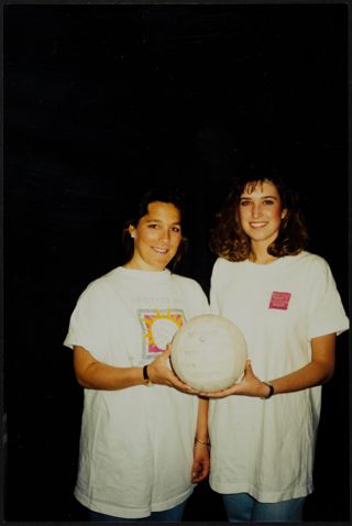 Laurie Marks and Jen Margenau with Volleyball Photograph, c. 1990s