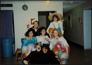 Group of Seven Zeta Pi Chapter Members in Halloween Costumes Photograph, c. 1990s