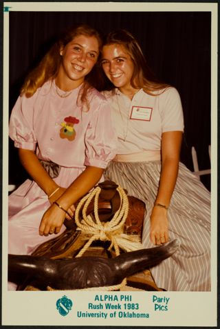 Michele Hurley and Stephanie Hamilton on a Saddle Photograph, 1983
