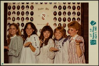 Hall, Chaffin, Bickham, Peterson, and Roberts at a Pajama Pile Up Photograph, April 7, 1983