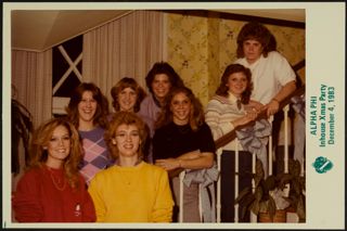 Eight Phi Chapter Members at a Christmas Party, December 4, 1983