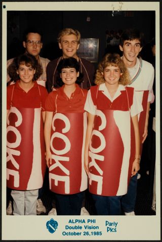Bowie, Keller, and Patton as a Six-Pack of Coke Photograph, October 26, 1985