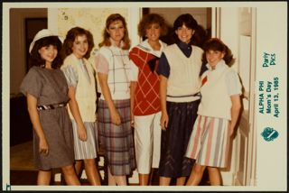 Six Phi Chapter Members Modeling for Mom's Day Photograph, April 13, 1985