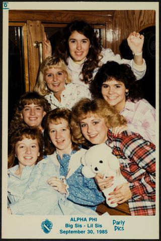 Seven Phis with White Teddy Bear Photograph, September 30, 1985