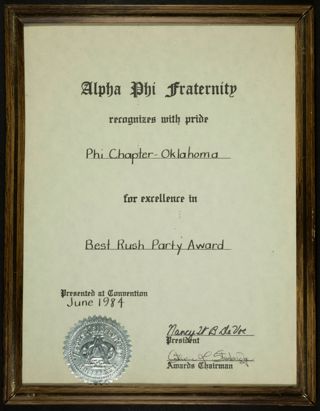 Best Rush Party Award, June 1984