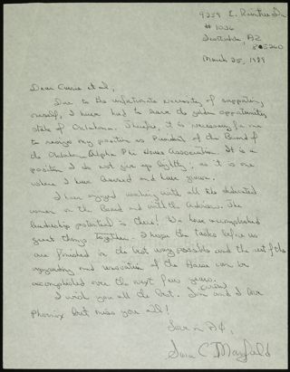 Sara C. Mayfield to Carrie et al. Letter, March 25, 1989