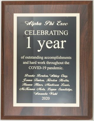 COVID-19 Pandemic 1 Year Plaque, 2020