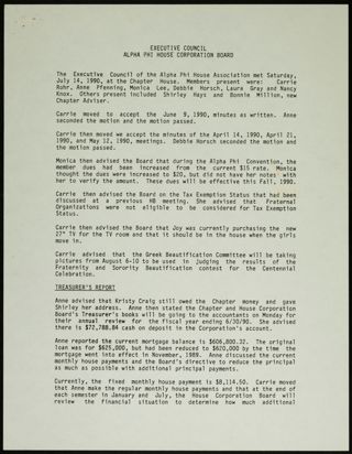 Executive Council Alpha Phi House Corporation Board, July 14, 1990