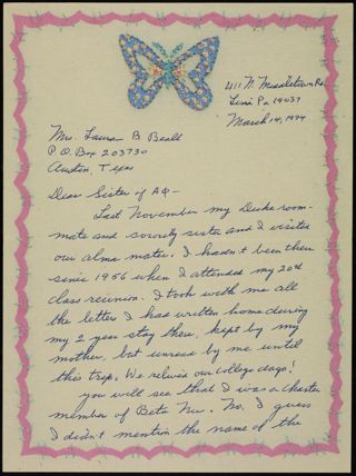 Margaret Linton Taylor to Laura B. Beall Letter, March 14, 1994