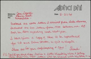 Laura Beall to Jan Dearth Memo, May 21, 19994