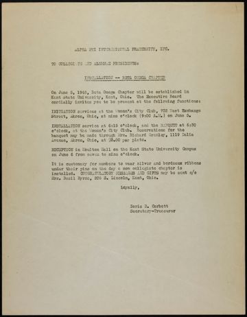 Doris R. Corbett to Collegiate and Alumnae Presidents, June 5, 1948