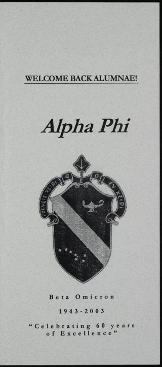 Welcome Back Alumnae Pamphlet, April 12, 2003