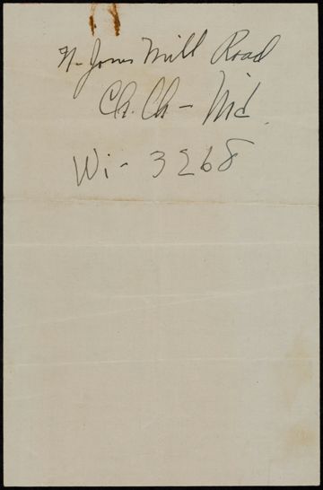 Jones Mill Road Note, c. 1930s