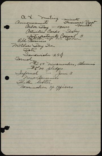 A. X. Meeting Minutes, c. 1940