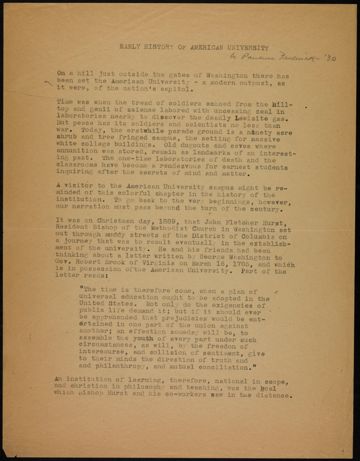 Early History of American University 2, 1930