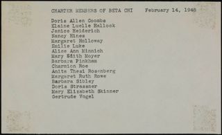 Charter Members of Beta Chi, February 14, 1948