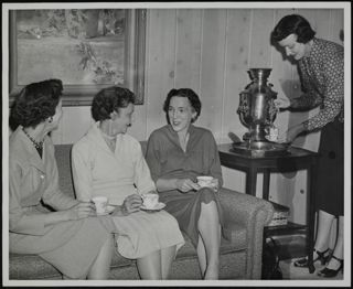 Parsons, Duff, Geddis, and Nordahl Having Tea Photograph, 1950s